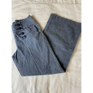 Mandarin Blue pants button accent blue  women's size 6